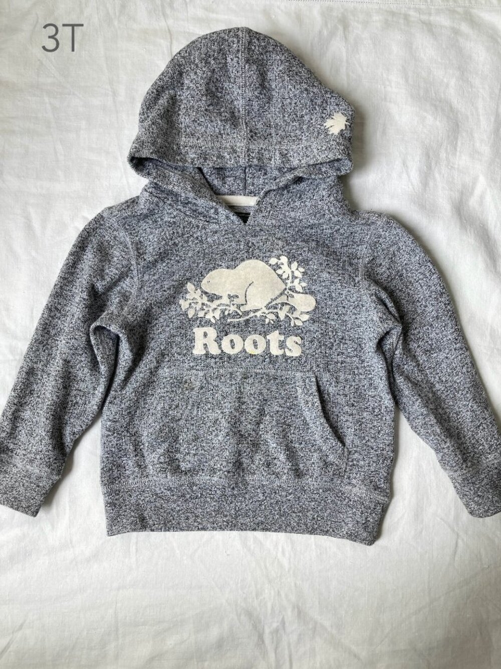 🪴5/$30 Roots 3T Toddler Heather Grey Beaver Pullover Hoodie Fall Outdoor